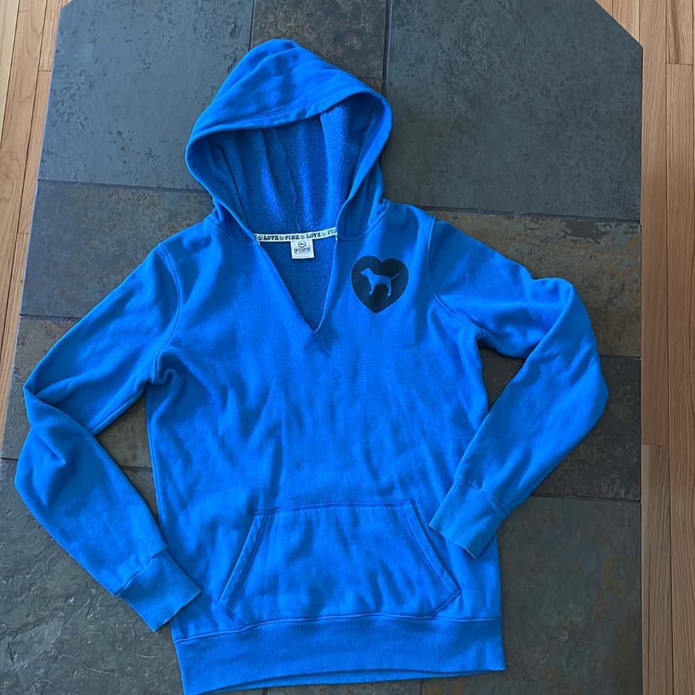 PINK Victoria’s Secret Hooded Blue Sweatshirt - Size Small💙